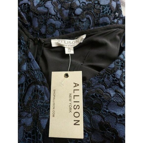 Anthropologie Allison New york boho Blue Black Embroidered Lace Dress Sz S - Picture 5 of 5